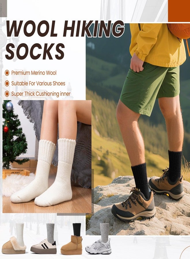 Eyean Merino Wool Socks Thermal Winter Ski Warm Thick Cozy Boot Hiking Socks for Women Men 3 Pairs (Black White Grey,Medium) - Image 5